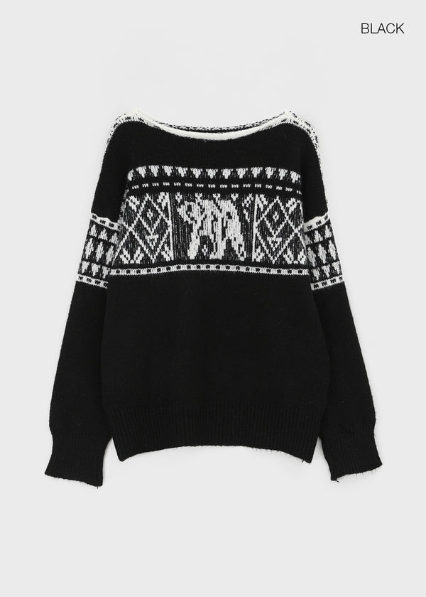 Kracha Nordic Boat-Neck Wool Knit