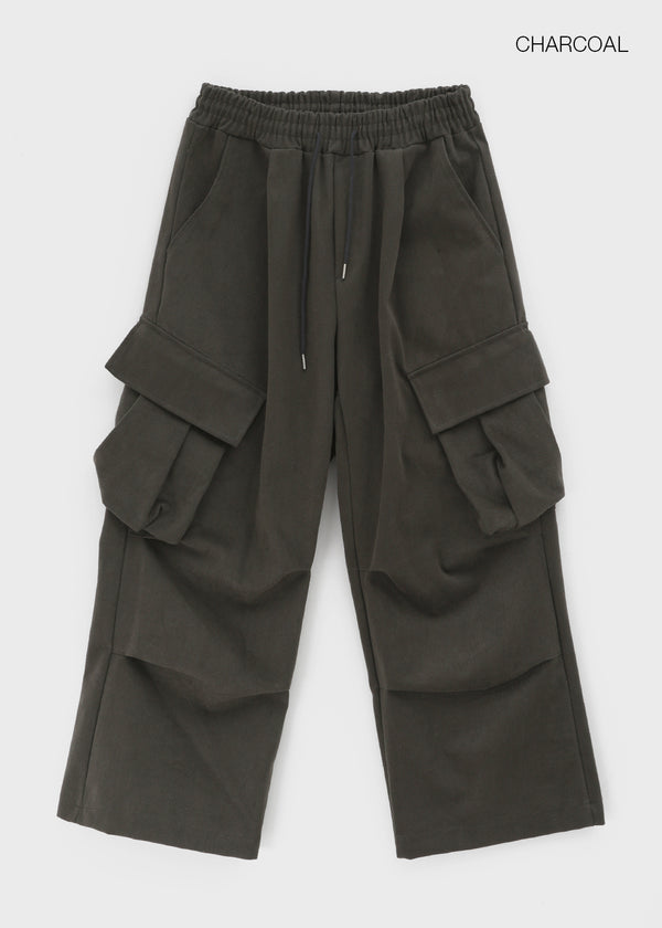 (UNISEX) Melmont Peach Fleece Cargo Wide Banding Pants