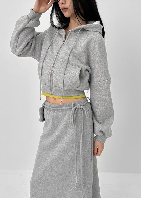 Relburn Boa Fleece Crop Hooded Zip-up