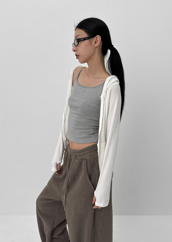 Chikarn Ribbed Warmer Hooded Zip-up (33% Wool)