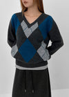 Vintrill Argyle V-Neck Knit