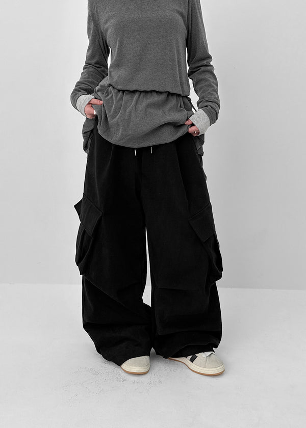 (UNISEX) Melmont Peach Fleece Cargo Wide Banding Pants