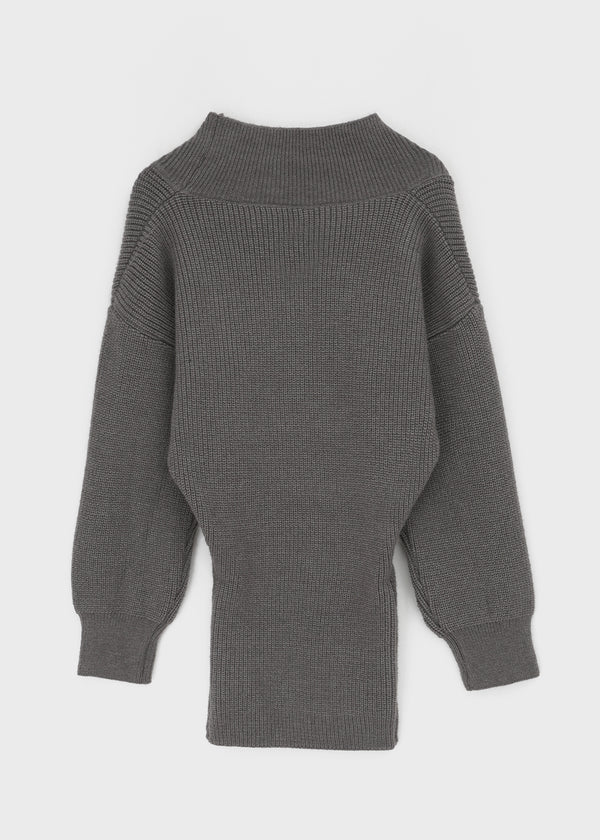 Simel Off-shoulder Button Knit Mini Dress (Belt Set)