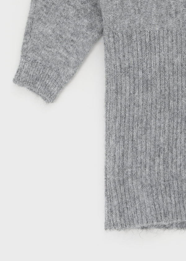 Lenge One-shoulder Loose-fit Knit Mini Dress (Belt Set)