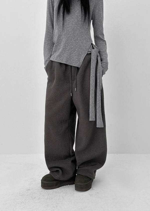 (UNISEX) Roll bendable fleece string pants