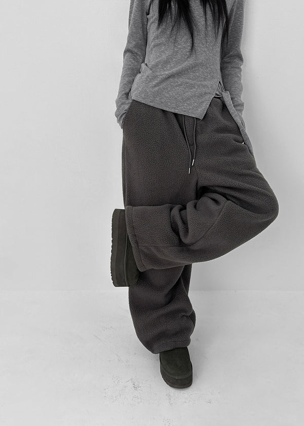 (UNISEX) Roll bendable fleece string pants
