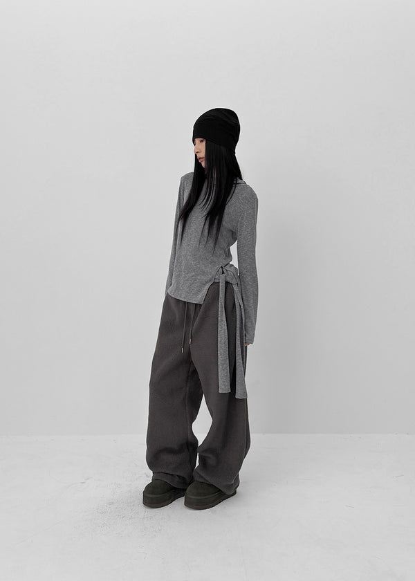 (UNISEX) Roll bendable fleece string pants