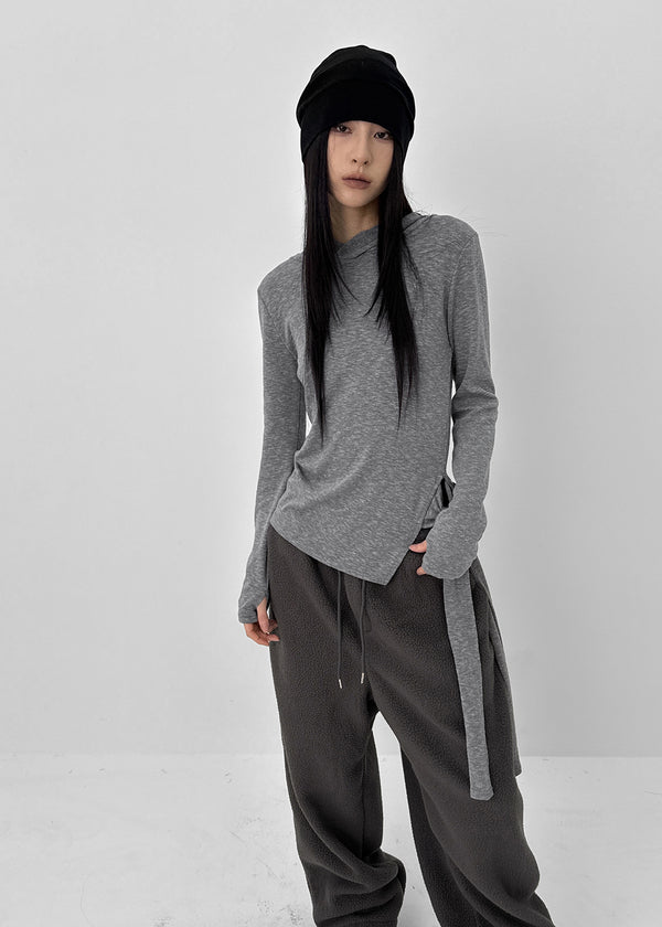 (UNISEX) Roll bendable fleece string pants