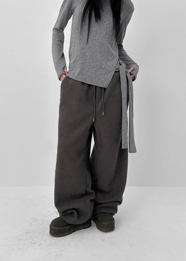 (UNISEX) Roll bendable fleece string pants