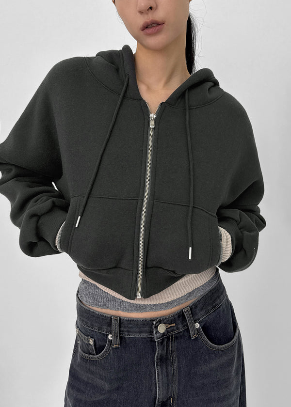 Relburn Boa Fleece Crop Hooded Zip-up