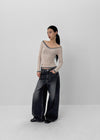 Takuta Washed Wide Fleece Denim Pants