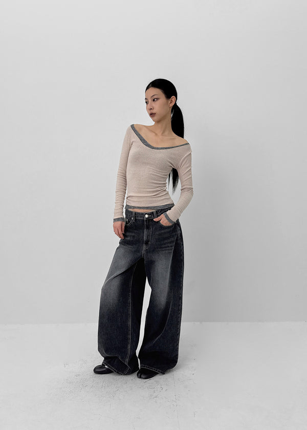 Takuta Washed Wide Fleece Denim Pants