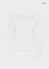 Jemper V-neck Cutout Ribbed Knit Long-sleeve Tee (33% Wool)