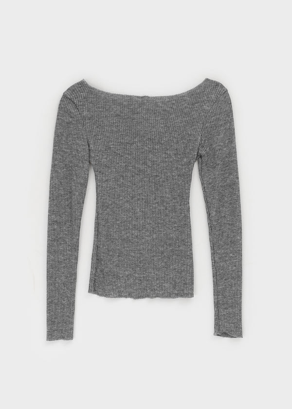 Jemper V-neck Cutout Ribbed Knit Long-sleeve Tee (33% Wool)