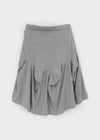 Sisi Button Unbalanced Draping Midi Skirt