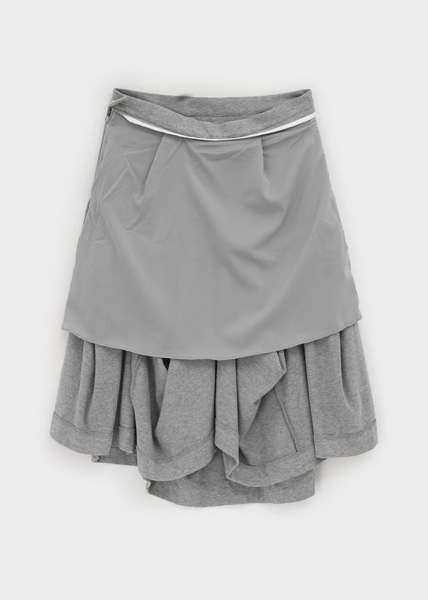 Sisi Button Unbalanced Draping Midi Skirt
