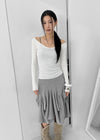 Jemper V-neck Cutout Ribbed Knit Long-sleeve Tee (33% Wool)