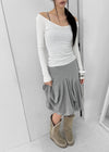 Jemper V-neck Cutout Ribbed Knit Long-sleeve Tee (33% Wool)