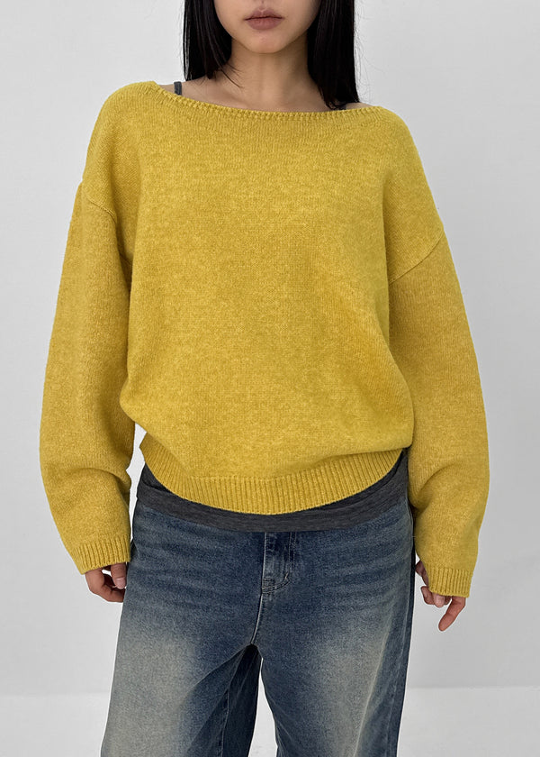 Weboying Boat Neck Wool Knit
