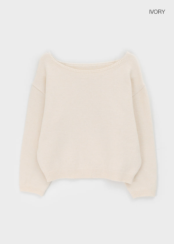 Weboying Boat Neck Wool Knit