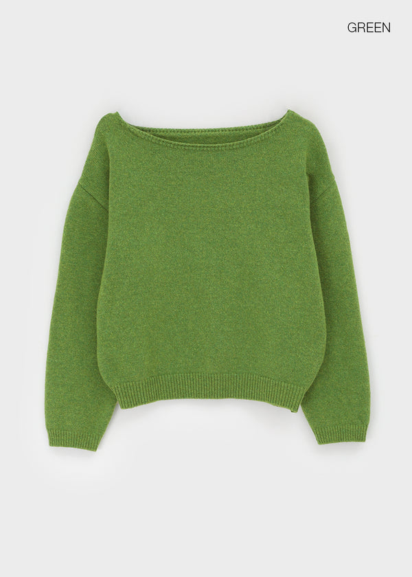 Weboying Boat Neck Wool Knit
