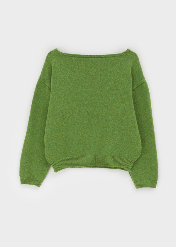 Weboying Boat Neck Wool Knit