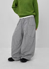 (UNISEX) Wicket Cut Balloon Fleece Wide Banding Pants