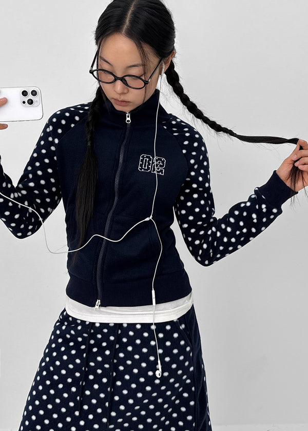 Sove Dot Numbering Fleece Zip-up (Set Available)