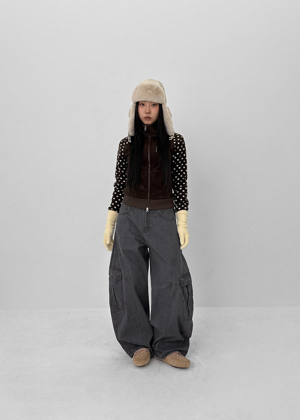 Sove Dot Numbering Fleece Zip-up (Set Available)