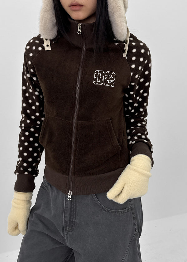 Sove Dot Numbering Fleece Zip-up (Set Available)