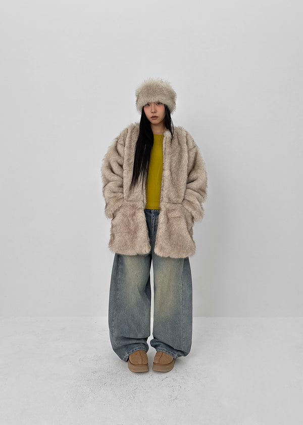 Muku Overfit Half Fur Jacket (Set Available)