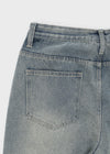 (UNISEX) Puening Pintuck Washed Wide Denim Pants