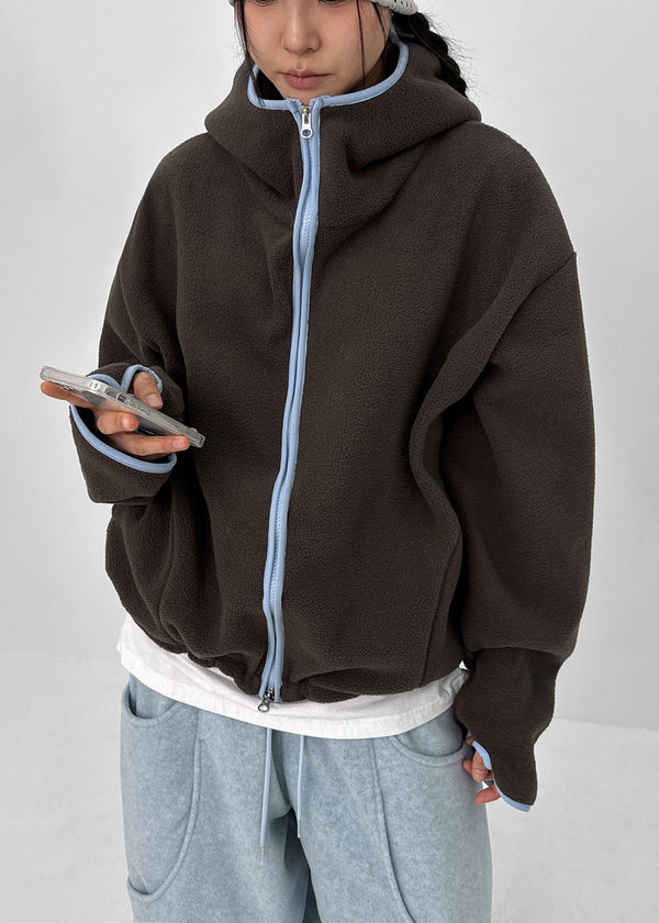 (UNISEX) Meville Warmer Fleece Two-way Hooded Zip-up