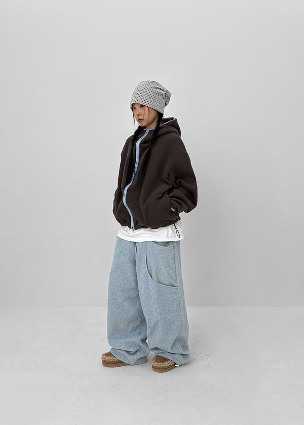 (UNISEX) Meville Warmer Fleece Two-way Hooded Zip-up