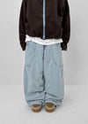 (UNISEX) Wicket Cut Balloon Fleece Wide Banding Pants