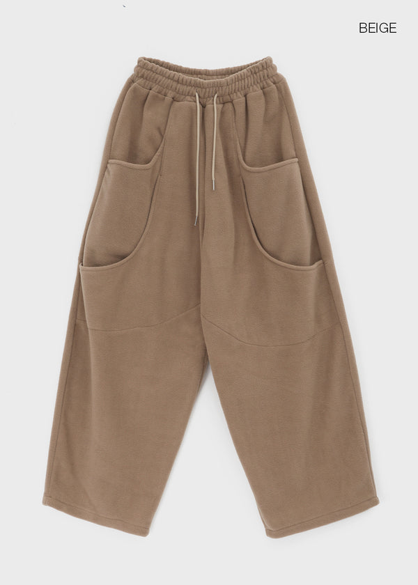(UNISEX) Wicket Cut Balloon Fleece Wide Banding Pants