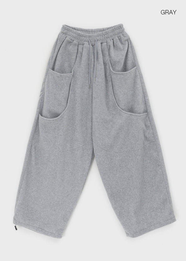 (UNISEX) Wicket Cut Balloon Fleece Wide Banding Pants