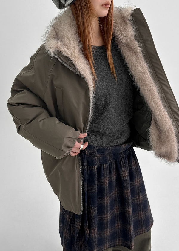 Leton Fur Padded Bomber Jacket
