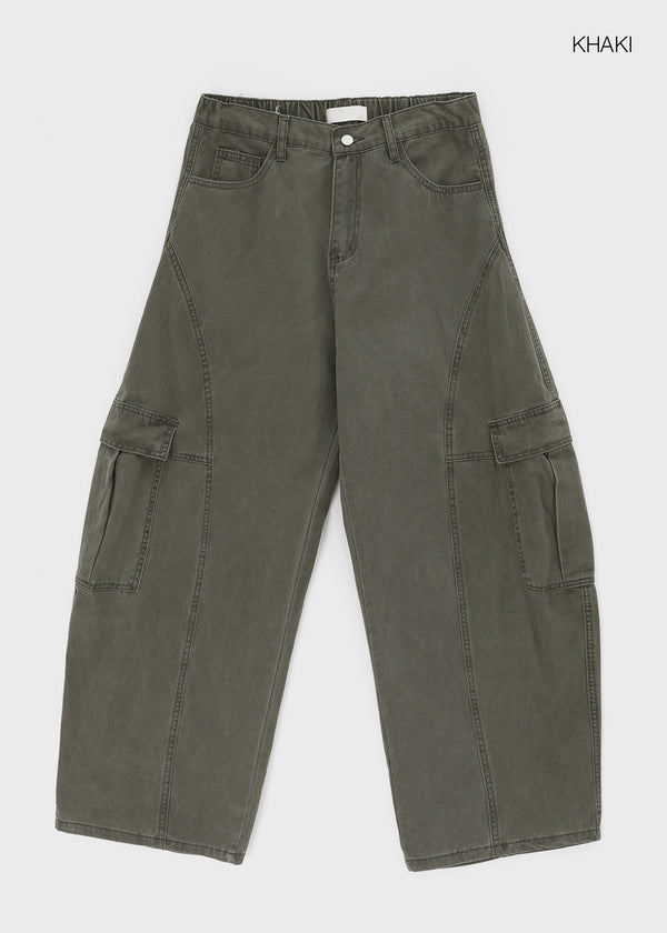 Ningti Curved Back Banding Cargo Pants