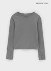 Shedo Fleece Ribbed Button Long Sleeve T-shirt