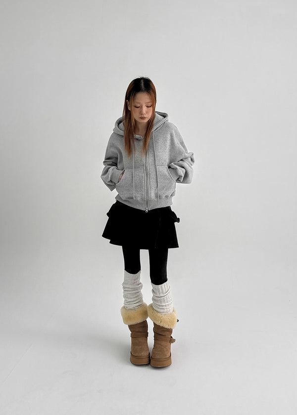 Selang Two Way Sheep Fleece Hooded Zip Up