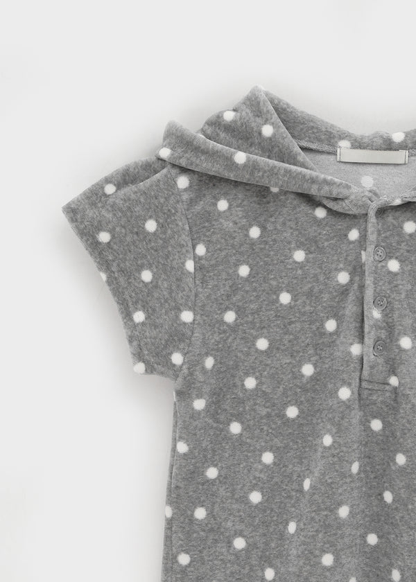 Sendio Dot Veloa Cap Sleeves Short Sleeve Hoodie