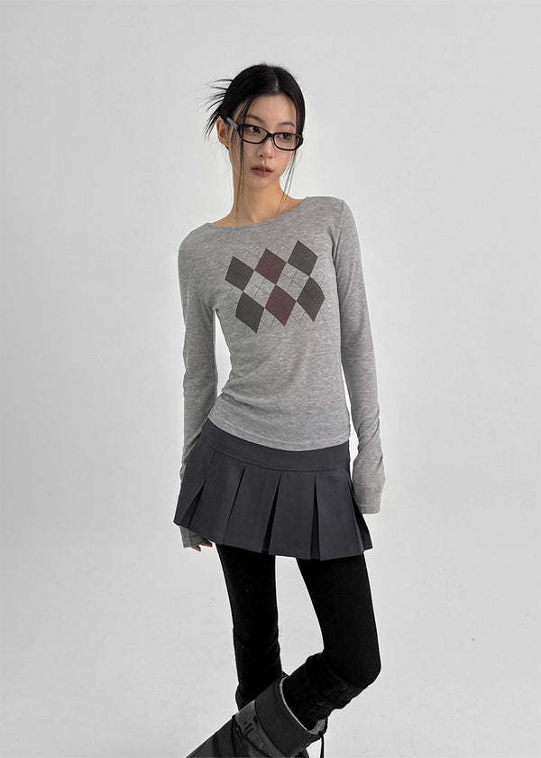 Jervic Argyle Tencel Long Sleeve T-shirt