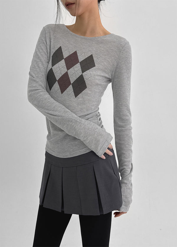 Jervic Argyle Tencel Long Sleeve T-shirt