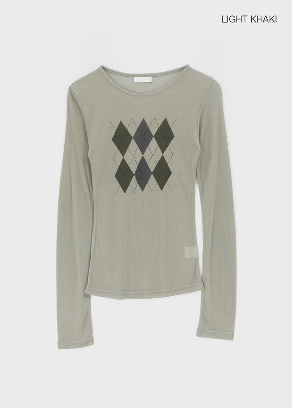 Jervic Argyle Tencel Long Sleeve T-shirt