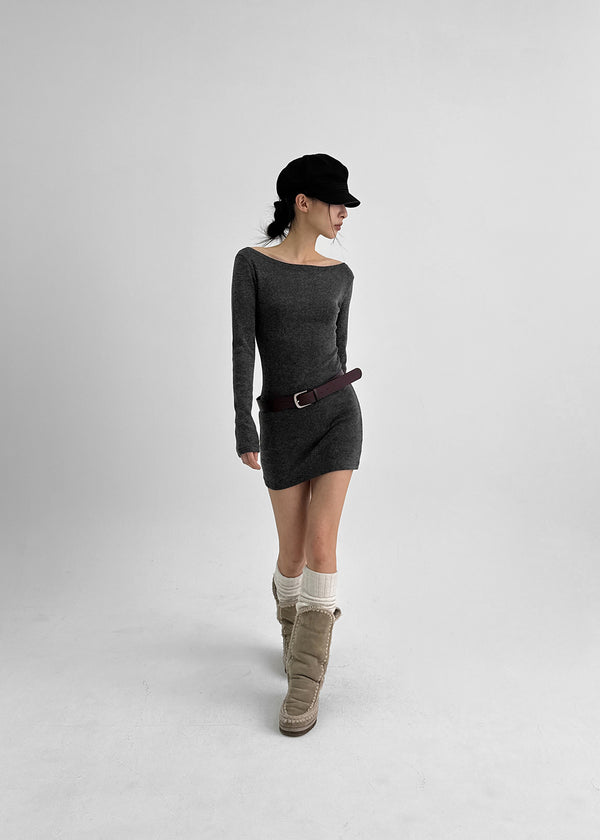 Lukens Boat Neck Mini Dress (Belt Set)