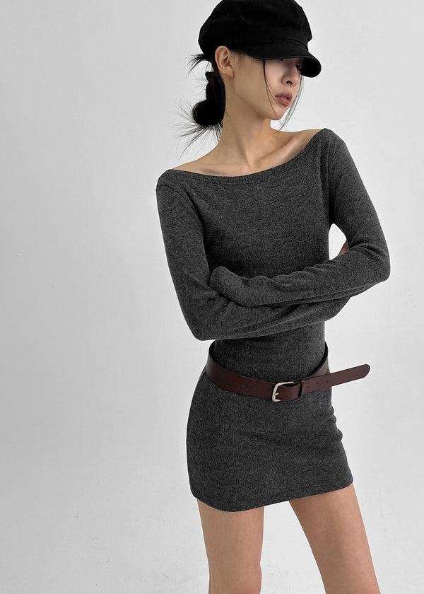 Lukens Boat Neck Mini Dress (Belt Set)