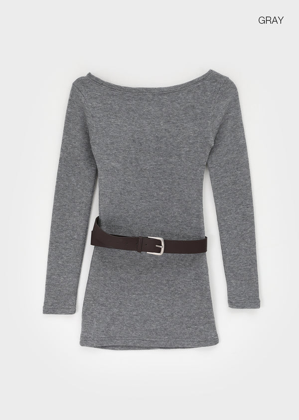 Lukens Boat Neck Mini Dress (Belt Set)