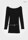 Lukens Boat Neck Mini Dress (Belt Set)