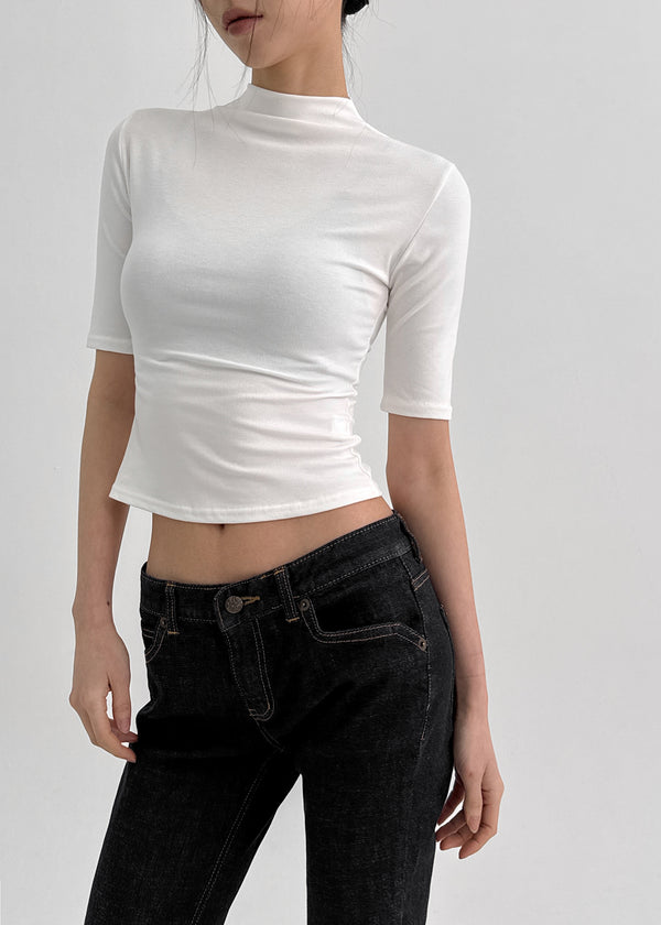 Ventora Semi-Crop Half-Neck Half-Sleeved T-Shirt